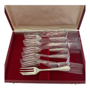 1980s Silver Plated Pastry Forks , La Regence - Set of 6