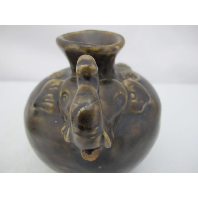 Khmer Cambodian Elephant Stoneware Lime Betel Nut Pot Pair For Sale - Image 10 of 17