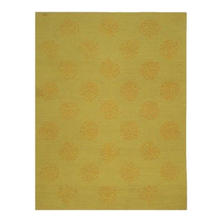6x8 Yellow Flat Weave Wool Stylized Rosettes Geometric Modern Carpet Rug For Sale