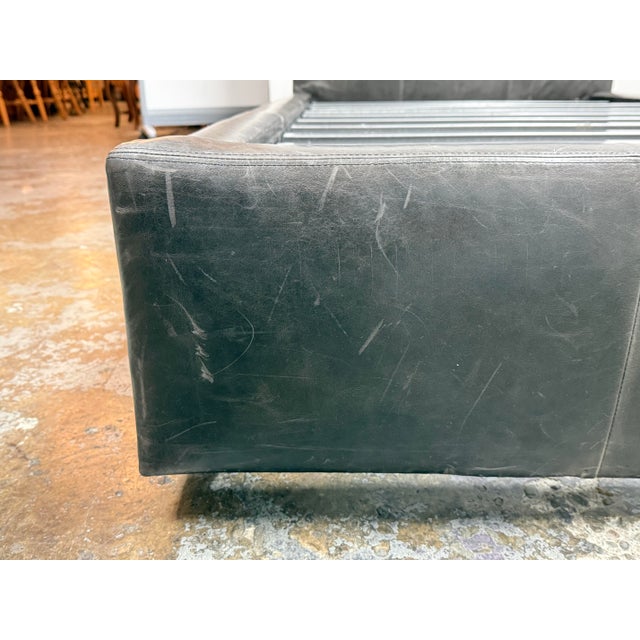Twin Size Room & Board Wyatt Leather Bed Frame For Sale - Image 12 of 12
