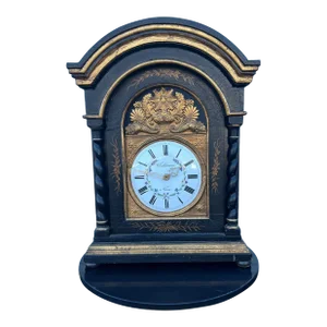 Large 1980s Ebonized Mantle Clock