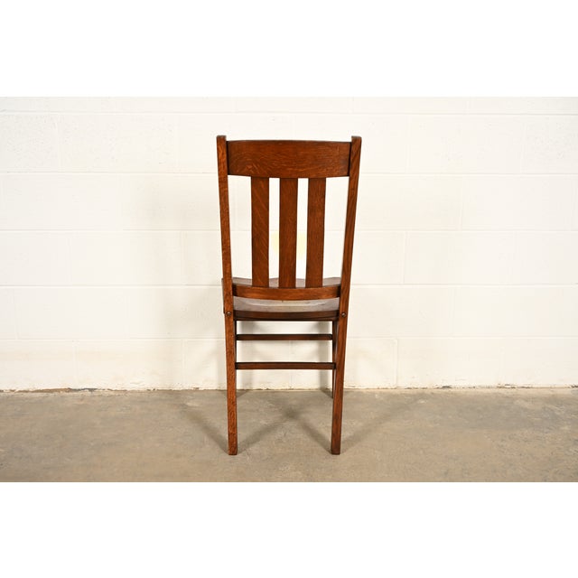 Limbert Style Antique Mission Oak Arts & Crafts Side Chair or Dining Chair, Circa 1910 For Sale - Image 13 of 15