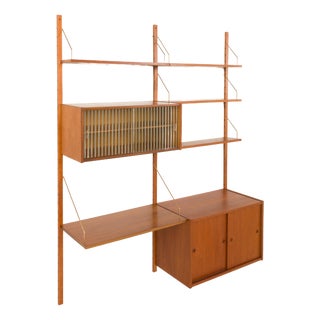 Two Bay Teak Wall Unit Ps Systems Randers by Preben Sorensen for Randers Møbelfabrik, Denmark, 1960s For Sale