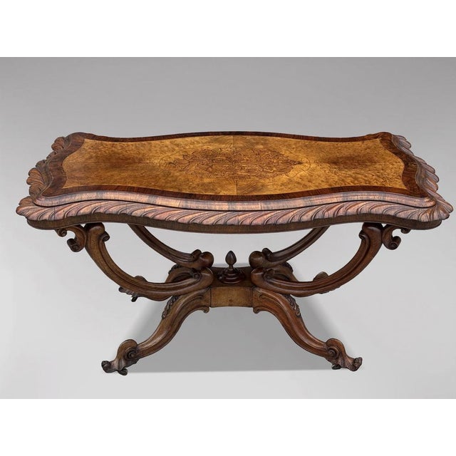 19th Century Victorian Burr Walnut Centre Table, 1850s For Sale - Image 14 of 14