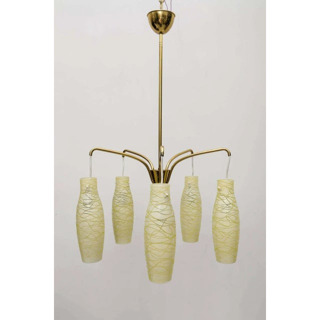 Chandelier with original glass Italian, circa 1960s Original condition. European Plug (up to 250V).The wiring of this item...