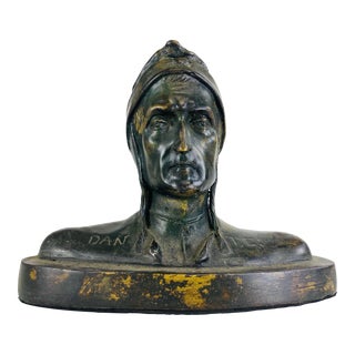 Early 20th Century Grand Tour Bronze Bust of Dantes For Sale