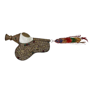 Antique Tibetan Buddhist Conch Shell With Turquoise, Coral Inlay