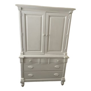1950s White Painted Armoire For Sale