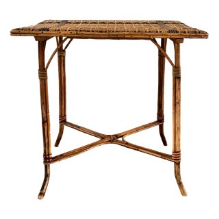 French Bamboo and Rattan Bistro Table, 1940s For Sale