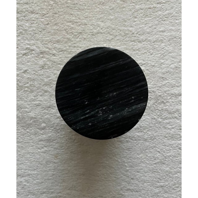 Black Black & White Marble Canister With Lid and Matching Dish/Ashtray, Etched Procession of Horses, Chariots, Robed Men For Sale - Image 8 of 11