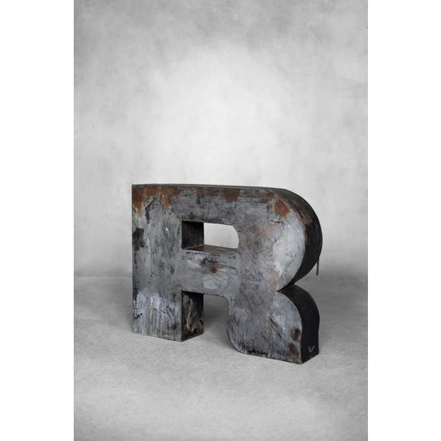 1950s Large Vintage Polish Industrial Metal Letter R, 1950s For Sale - Image 5 of 12
