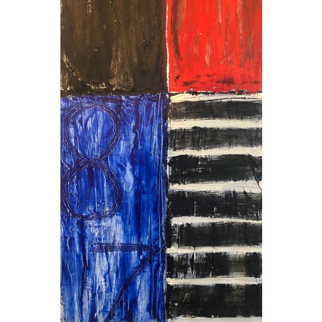 Paint Joan KahnJoan Kahn Rome Vibrant Bold Color Abstract Expressionist Modernist Oil Painting, 1987 For Sale - Image 7 of 8