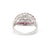 Early 20th Century Antique 14k White Gold 1.33ctw Old Cut Diamond Ruby Three Stone Cocktail Ring, Size 7.25 For Sale - Image 5 of 9