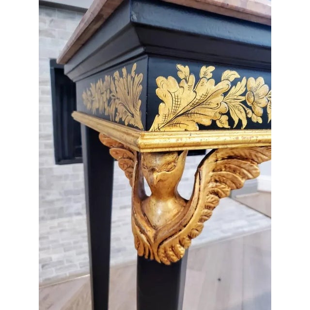 Vintage Italian Neoclassical Rococo Marble Top Console Table For Sale - Image 9 of 11