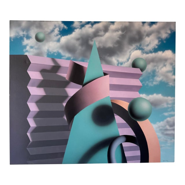 Large 1980s Postmodern Geometric Abstract Acrylic on Canvas Painting by Jack McVey For Sale