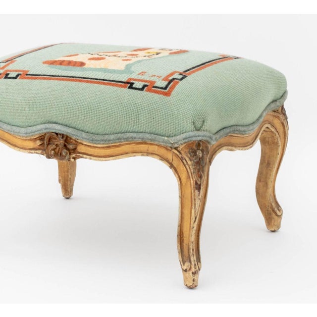 Signed Spaniel Motif Needlepoint Footstool, 1974 For Sale In New York - Image 6 of 8