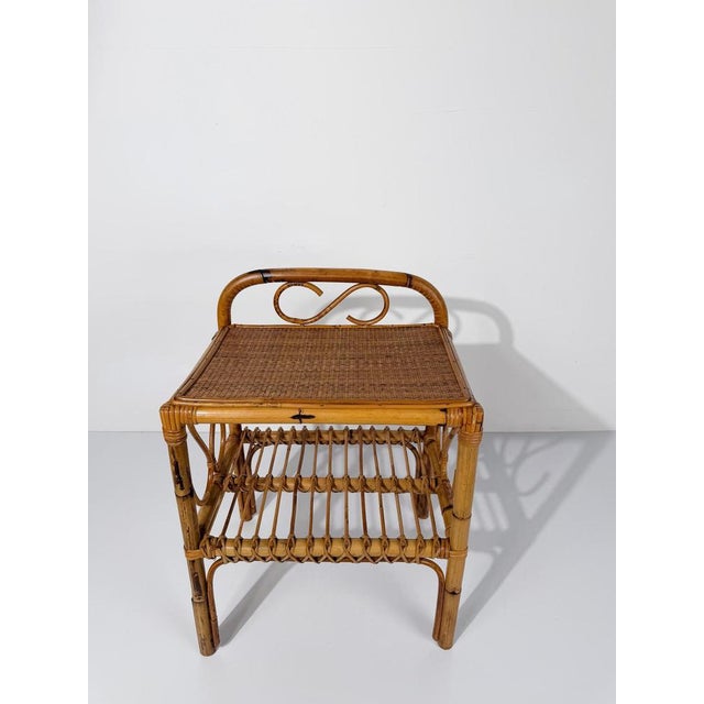 Mid-Century Modern Italian Riviera Style Cane, Bamboo and Rattan Bedside Table, 1960s For Sale - Image 18 of 18