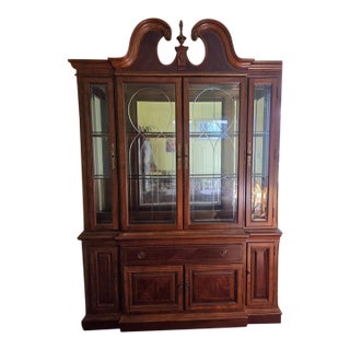 Traditional Broken Pedument China Cabinet For Sale