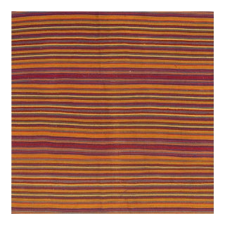 Vintage Square Turkish Kilim Hand-Woven Wool Flat-Weave Rug, C. 1950s 5'2" X 5'2 For Sale