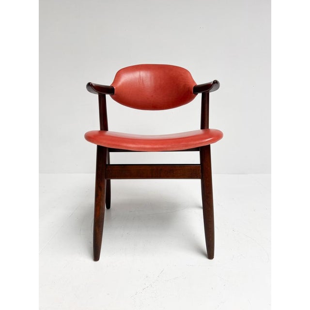 Red Colored Leather Cowhorn Chair, 1970s For Sale - Image 13 of 16