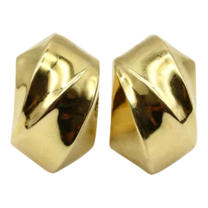 Vintage Bassani 18k Gold Sculptural Earrings - 2 Pieces