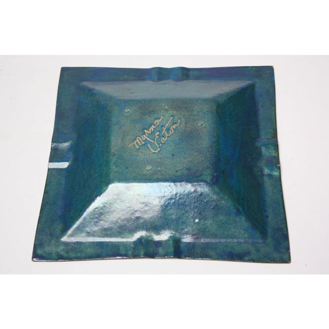 Abstract 1960s Myrna Eaton Blue Enamel on Copper Dish For Sale - Image 3 of 13