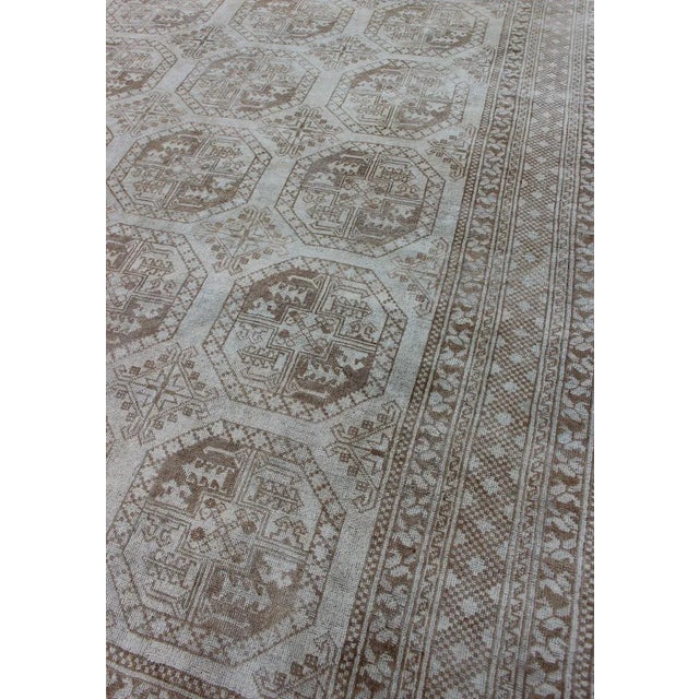 1920s Turkish Rug With Multi-Medallions in Tribal Ersari Design With Brown & Neutrals For Sale - Image 5 of 13