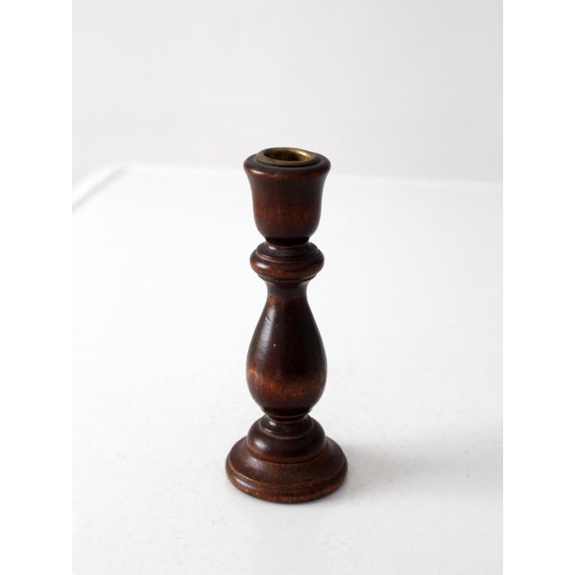 Mid 20th Century Vintage Turned Wood Candle Holder For Sale - Image 5 of 12