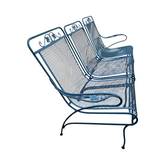 Woodard Briarwood Wrought Iron Three Piece Garden Bench Excellent Condition For Sale In New York - Image 6 of 11