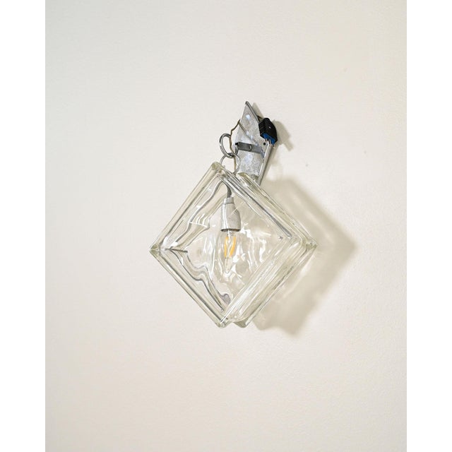 Silver European Pressed Glass and Metal Wall Light, 1970s For Sale - Image 8 of 8