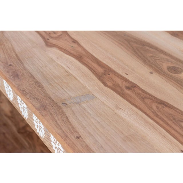Wood Reclaimed Teak Blossom Inlaid Console For Sale - Image 7 of 13