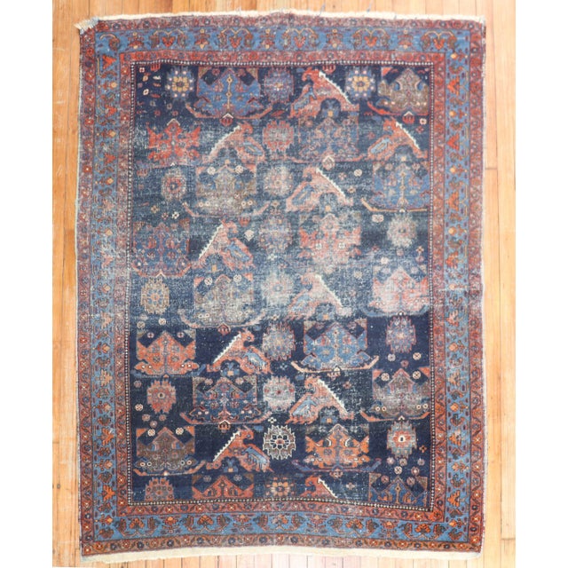 Worn Early 20th Century Afshar Rug - 4'6" x 5'6" For Sale - Image 10 of 10