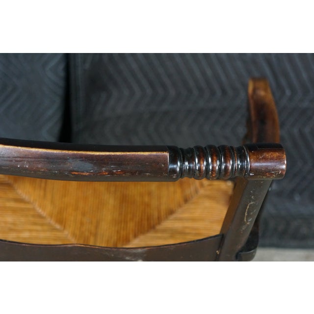 Antique 19th Century Early American Hitchcock Style Mahogany Caned Arm Chair For Sale - Image 12 of 18