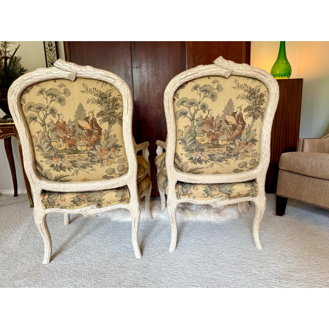 Chinoiserie 1970’s Custom Upholstered Chinoiserie Armchairs - a Pair For Sale - Image 3 of 12