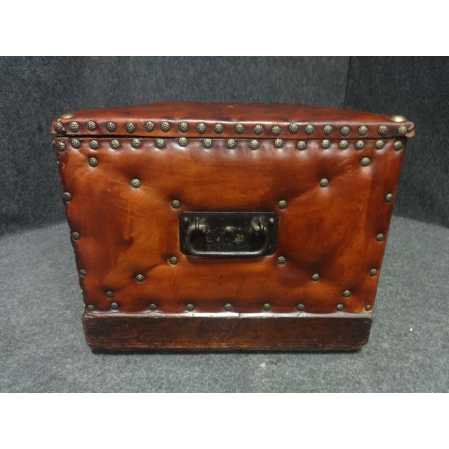 Leather Covered & Brass Studded Chest, 1870s For Sale - Image 5 of 8