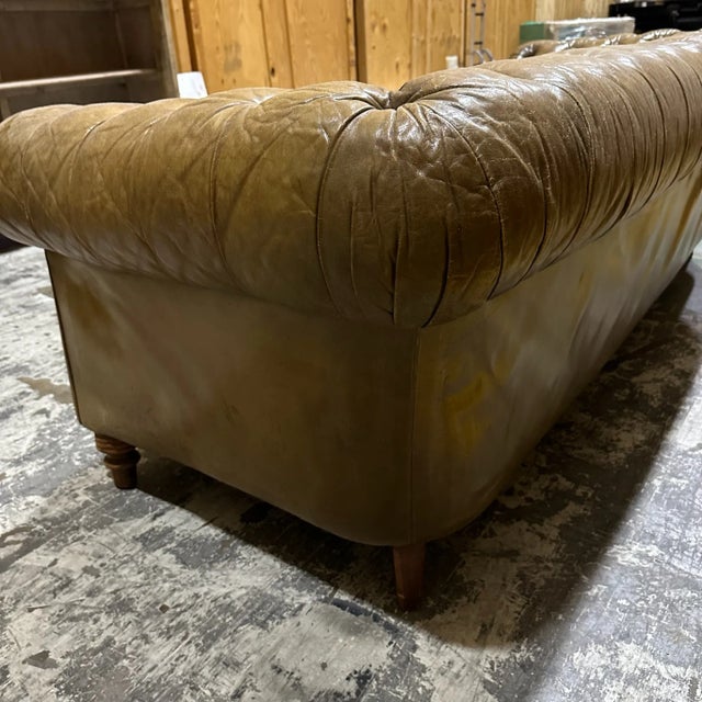 Animal Skin Vintage Tufted Leather Chesterfield Sofa For Sale - Image 7 of 11