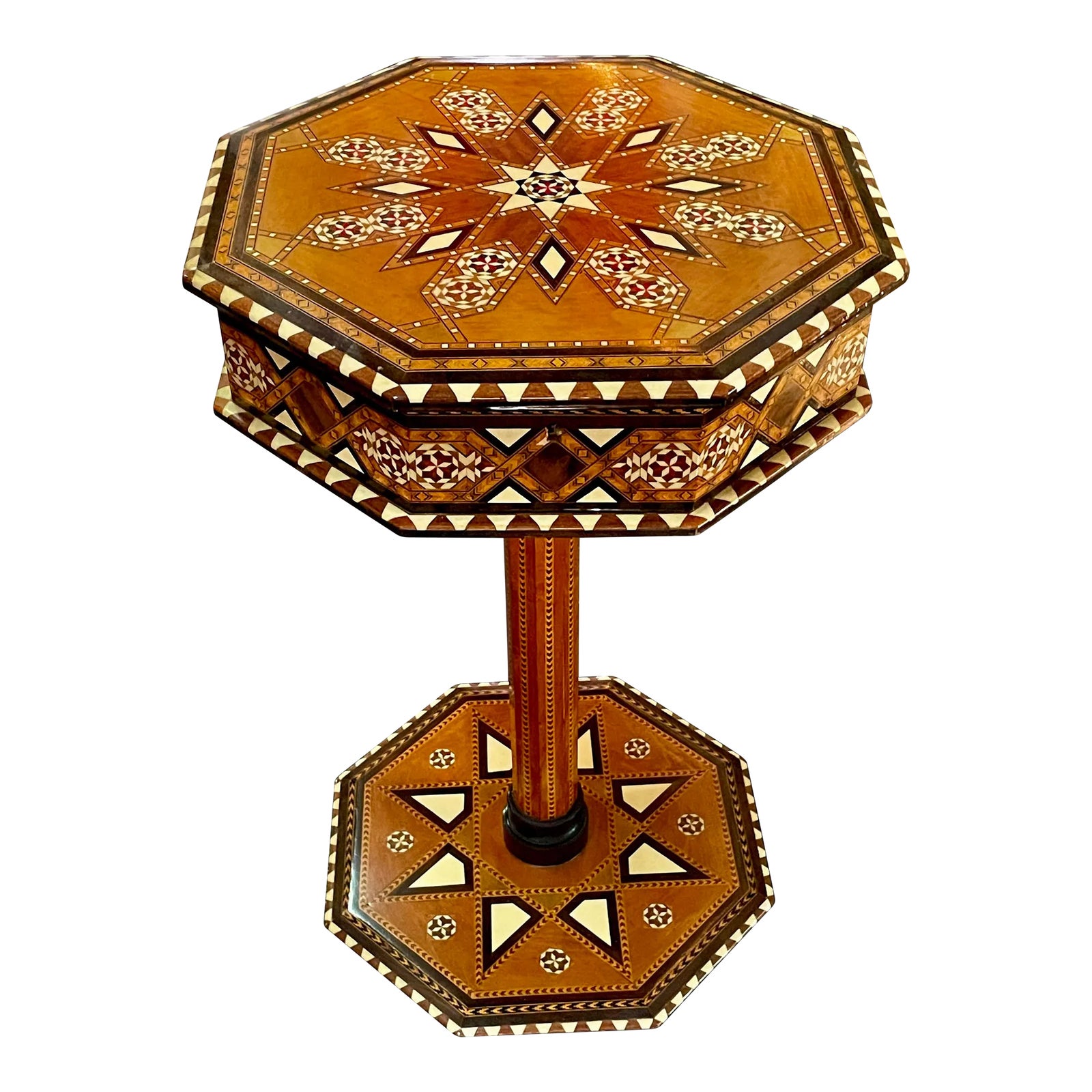 1960s Vintage Spanish Octagonal Damascene Marquetry Table W ...