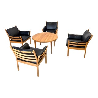 Genius 4 Armchair and Table by Illum Wikkelsø for CFC Silkeborg, Set of 5 For Sale