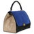 Contemporary Blue Black Cream Suede Grained Calfskin Small Trapeze Bag For Sale - Image 3 of 9