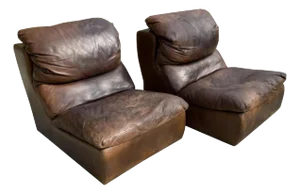 Set of Vintage Leather Armchairs from de Sede, 1970s