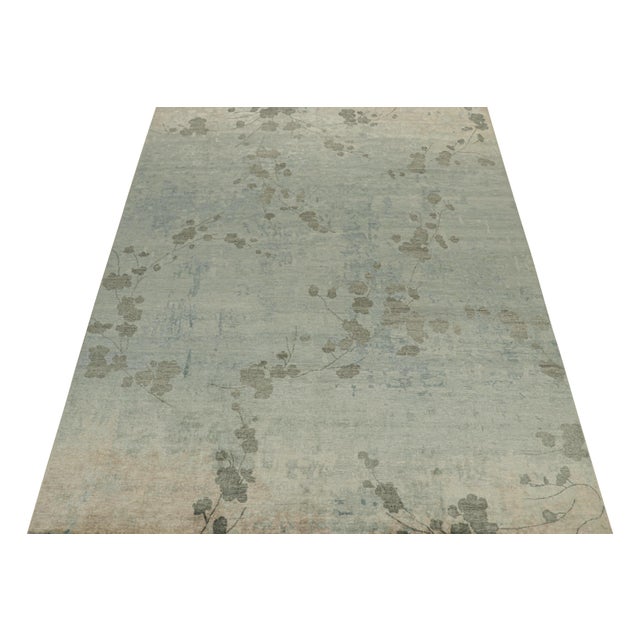 2010s Rug & Kilim’s Abstract Rug in Blue and Gray With Floral Pattern For Sale - Image 5 of 7