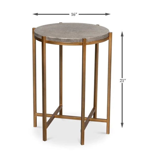 Gray Leather Top Accent Table For Sale - Image 12 of 12
