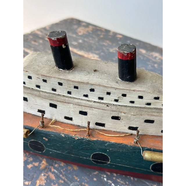 Vintage Folk Art Ship Sculpture, Circa 1930s For Sale - Image 9 of 18