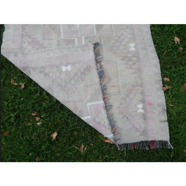 Distressed Vintage Kurdish Hand Knotted Herki Kilim Runner 2′11″ × 9′7″ For Sale - Image 12 of 13