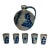 Vintage Schilz Salt Glaze Pottery Pitcher With 5 Cups – Blue & Gray For Sale