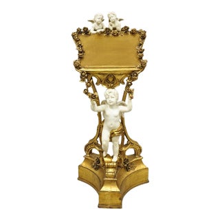 Vintage Italian Venetian Figural Cherub Putti Gold Gilt Resin Bookstand Lectern For Sale