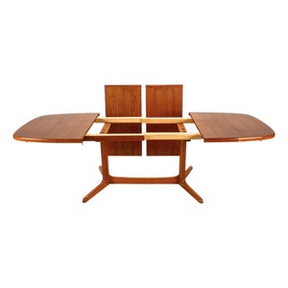 1980s Rasmus Danish Modern Teak Extension Dining Table 2 Leaves Denmark MCM 98.5" For Sale