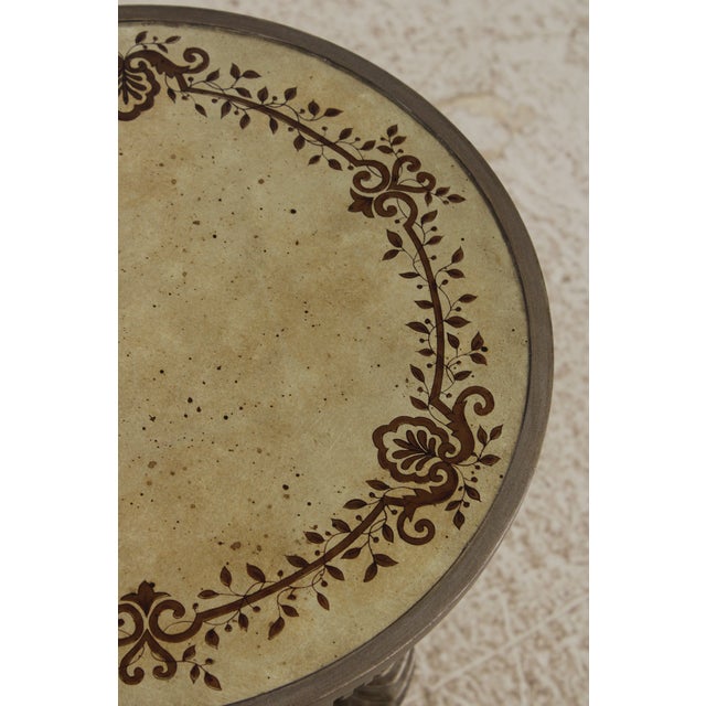 Vintage Eglomise Glass Top Accent Table For Sale - Image 9 of 13