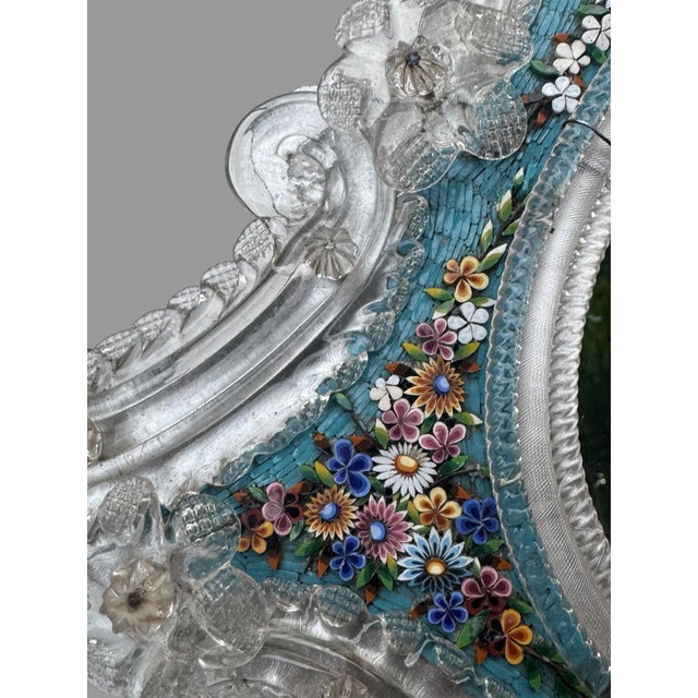 Antique Pauly & C Venezia Venetian Glass Micromosaic Floral Vanity Mirror For Sale - Image 11 of 12