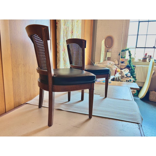 Mid-Century Modern Vintage Henredon Slipper Chairs - Neoclassic Caned Backs, a Pair For Sale - Image 3 of 8